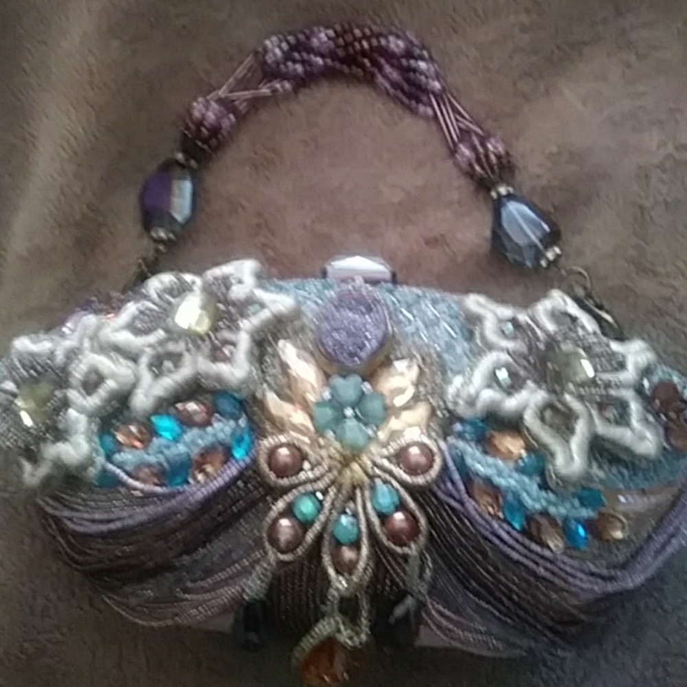 Multi-colored Mary Francis beadef purse